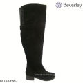 Bottes sexy de cuisse de cuir noir de dames sexy pour de gros pieds